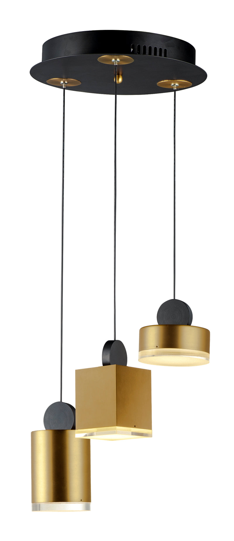ET2 E20863-75BKGLD Nob 3 Light LED Pendant | Black / Gold
