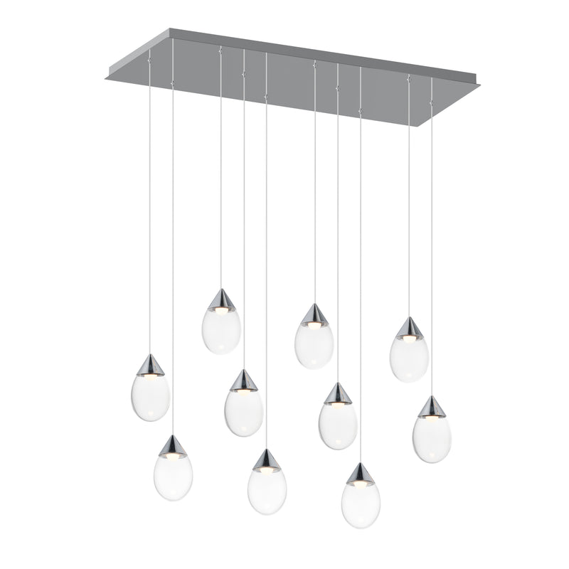 ET2 E21566-18PC Dewdrop 10 Light LED Linear Pendant | Polished Chrome