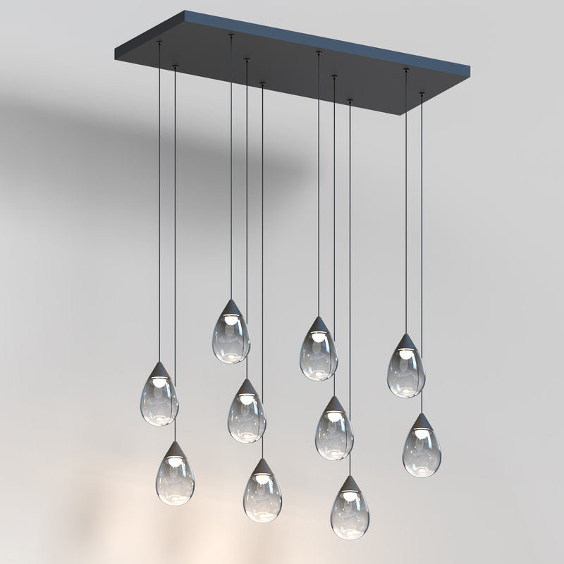 ET2 E21566-142BK Dewdrop 10 Light LED Linear Pendant | Black