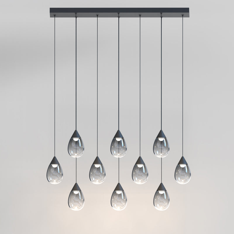 ET2 E21566-142BK Dewdrop 10 Light LED Linear Pendant | Black