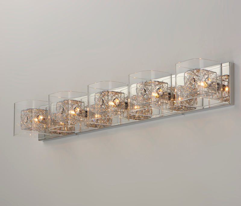 ET2 E22835-18PCPC Gem 5 Light Bath Vanity with PC Shade | Polished Chrome