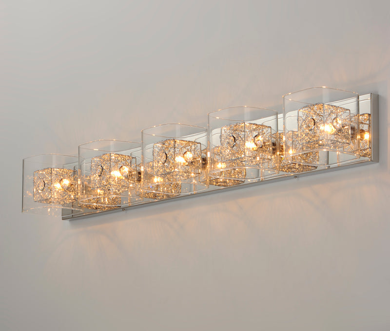 ET2 E22835-18PCPC Gem 5 Light Bath Vanity with PC Shade | Polished Chrome