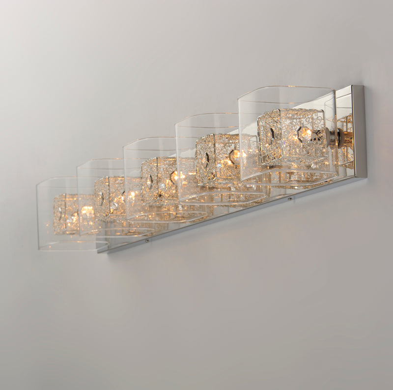 ET2 E22835-18SVPC Gem 5 Light Bath Vanity with SV Shade | Polished Chrome