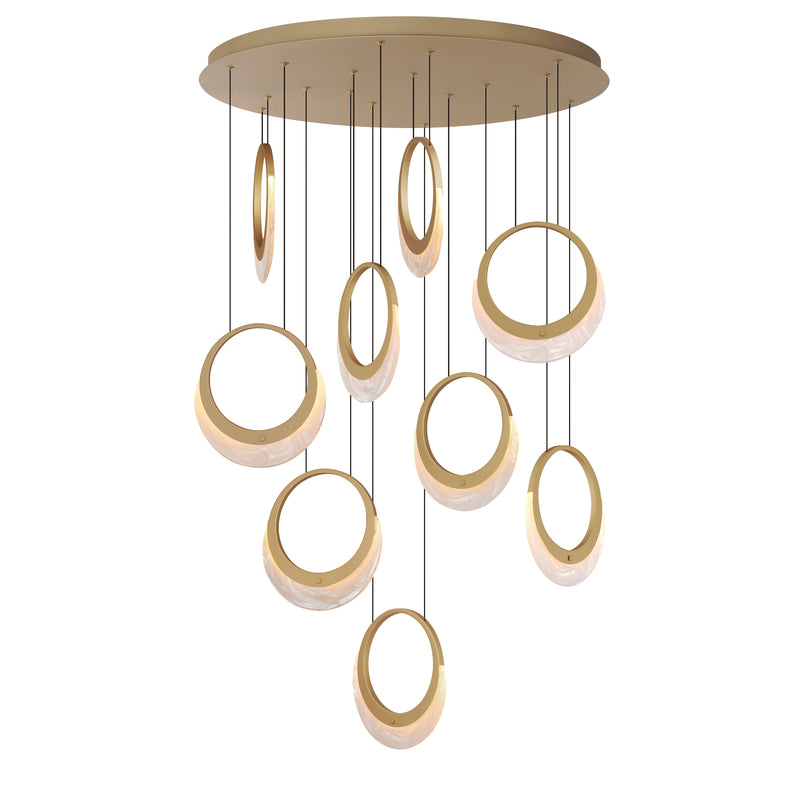 ET2 E23918-112GLD Lyra 9 Light LED Pendant | Gold