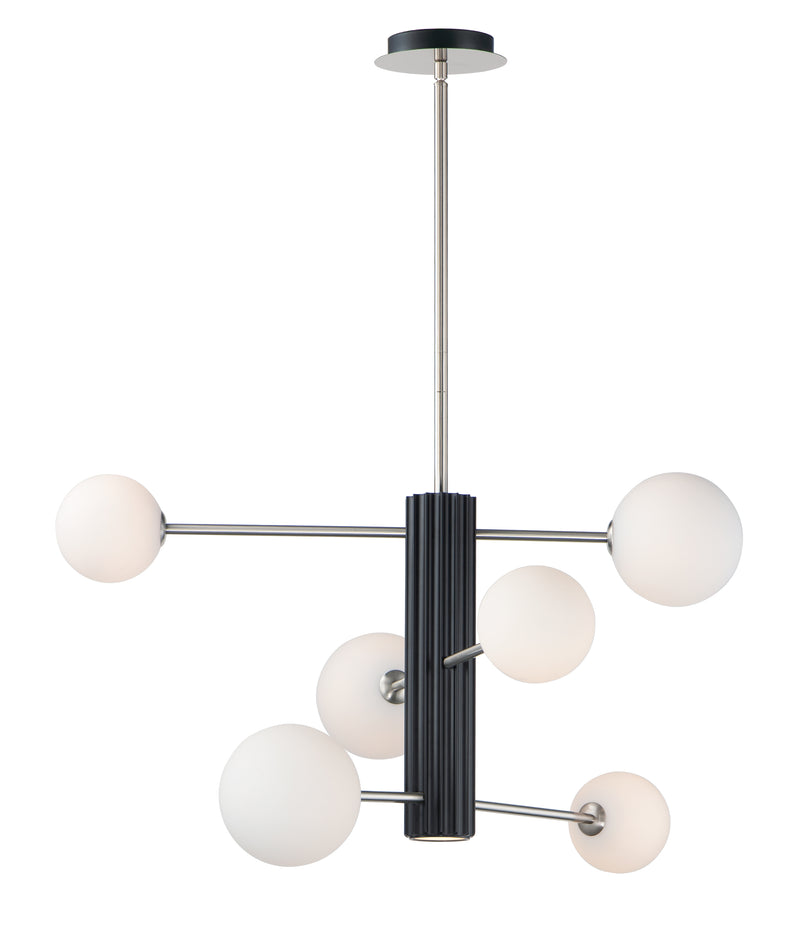 ET2 E24064-92BKSN Cog 7 Light LED Chandelier | Black / Satin Nickel