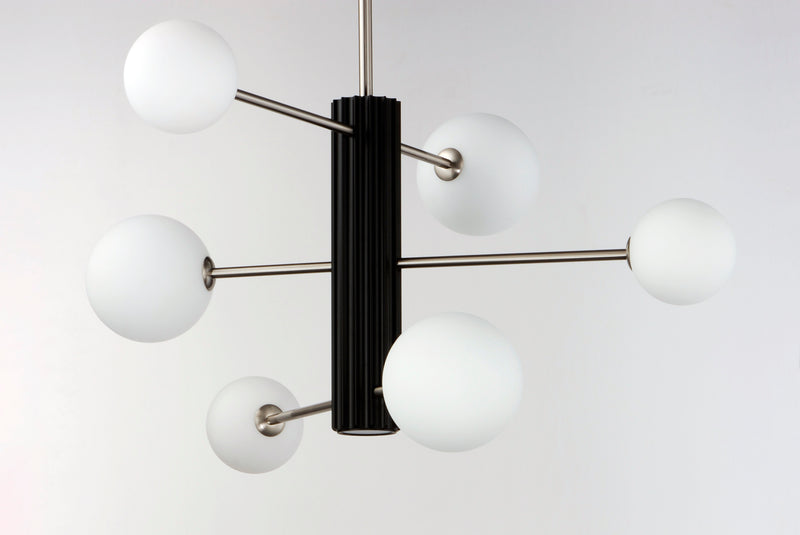 ET2 E24064-92BKSN Cog 7 Light LED Chandelier | Black / Satin Nickel