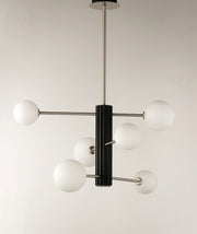ET2 E24064-92BKSN Cog 7 Light LED Chandelier | Black / Satin Nickel