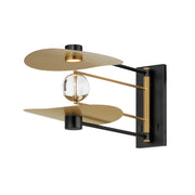 ET2 E24072-BKNAB Pearl 2 Light LED Sconce | Black / Natural Aged Brass