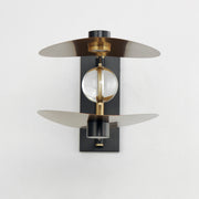 ET2 E24072-BKNAB Pearl 2 Light LED Sconce | Black / Natural Aged Brass