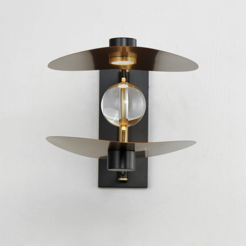 ET2 E24072-BKNAB Pearl 2 Light LED Sconce | Black / Natural Aged Brass