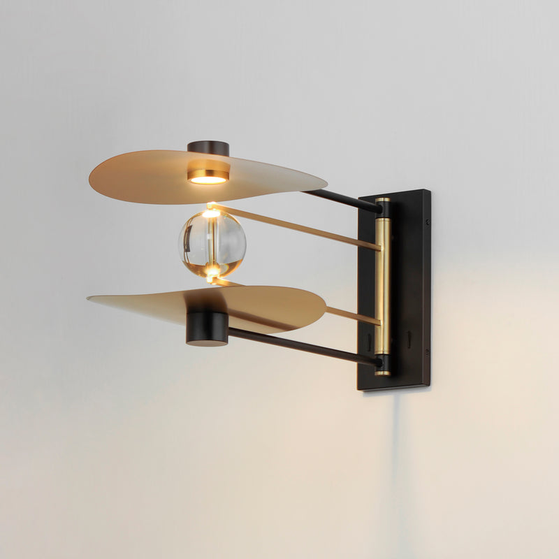 ET2 E24072-BKNAB Pearl 2 Light LED Sconce | Black / Natural Aged Brass