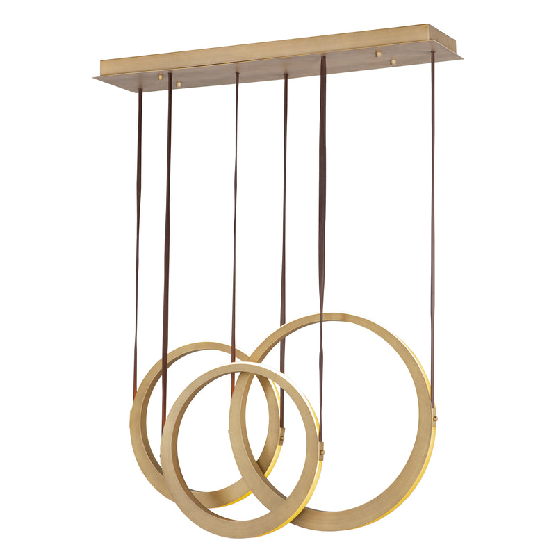 ET2 E24083-NAB Tether 3 Light LED Pendant | Natural Aged Brass