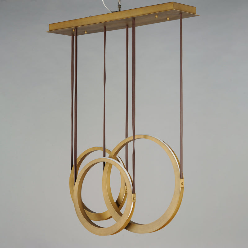 ET2 E24083-NAB Tether 3 Light LED Pendant | Natural Aged Brass