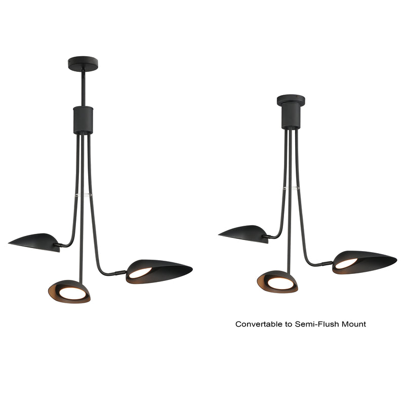 ET2 E24093-BK Marsh 3 Light LED Pendant | Black