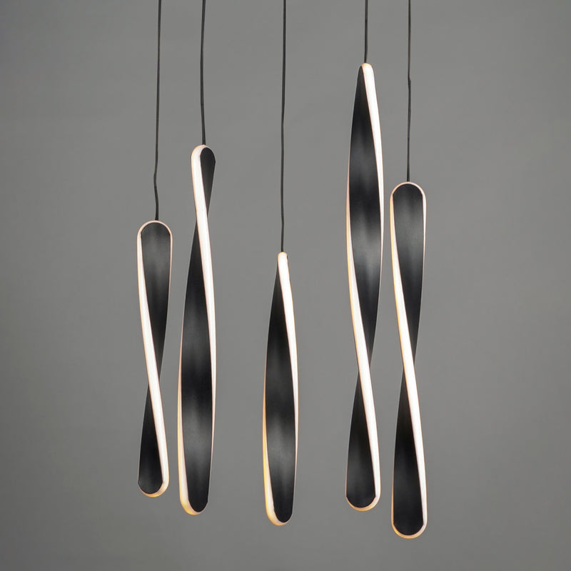 ET2 E24154-BK Pirouette 5 Light LED Pendant | Black