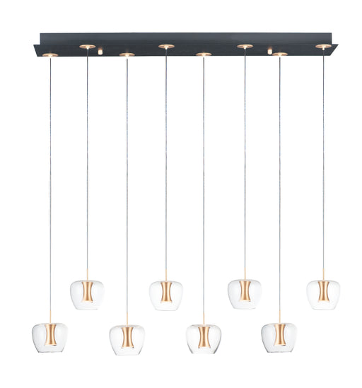 ET2 E24165-18BKGLD Newton 8 Light LED Pendant | Black / Gold