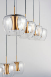 ET2 E24165-18BKGLD Newton 8 Light LED Pendant | Black / Gold