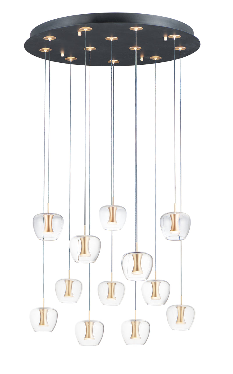 ET2 E24167-18BKGLD Newton 12 Light LED Pendant | Black / Gold