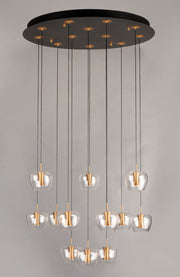 ET2 E24167-18BKGLD Newton 12 Light LED Pendant | Black / Gold