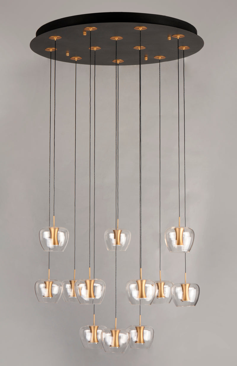 ET2 E24167-18BKGLD Newton 12 Light LED Pendant | Black / Gold