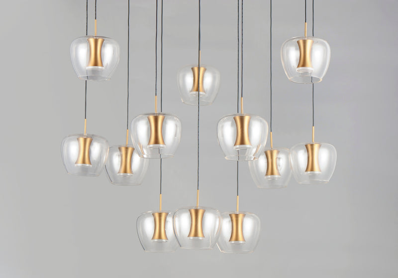 ET2 E24167-18BKGLD Newton 12 Light LED Pendant | Black / Gold
