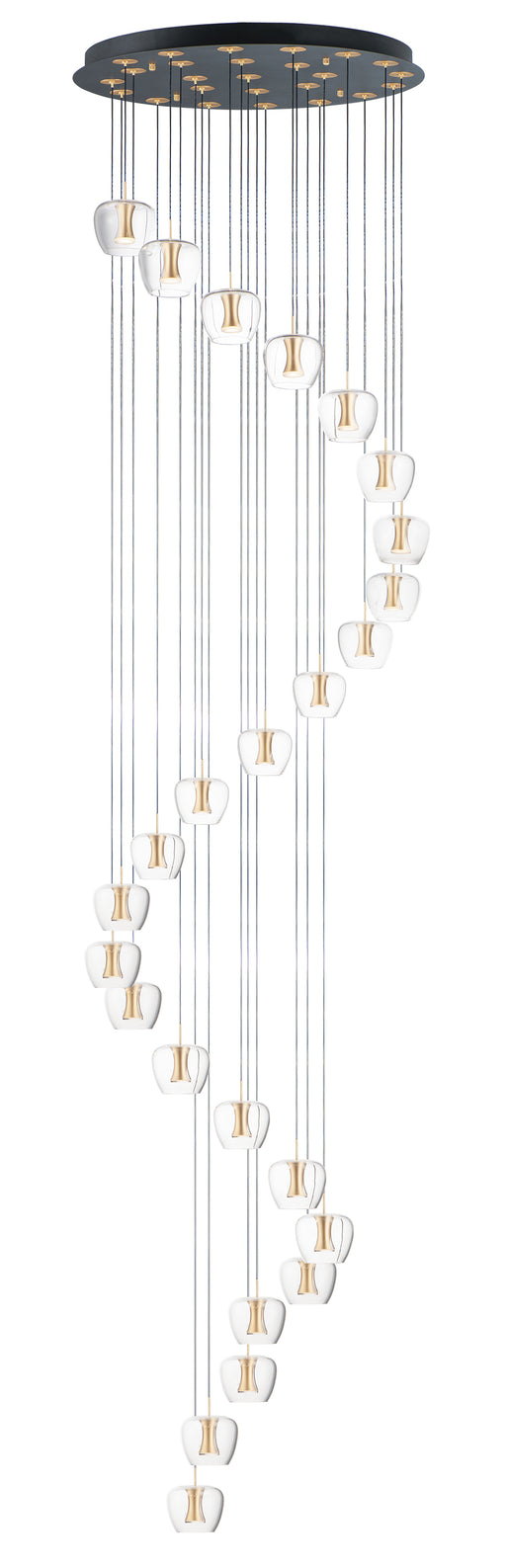 ET2 E24169-18BKGLD Newton 25 Light LED Pendant | Black / Gold