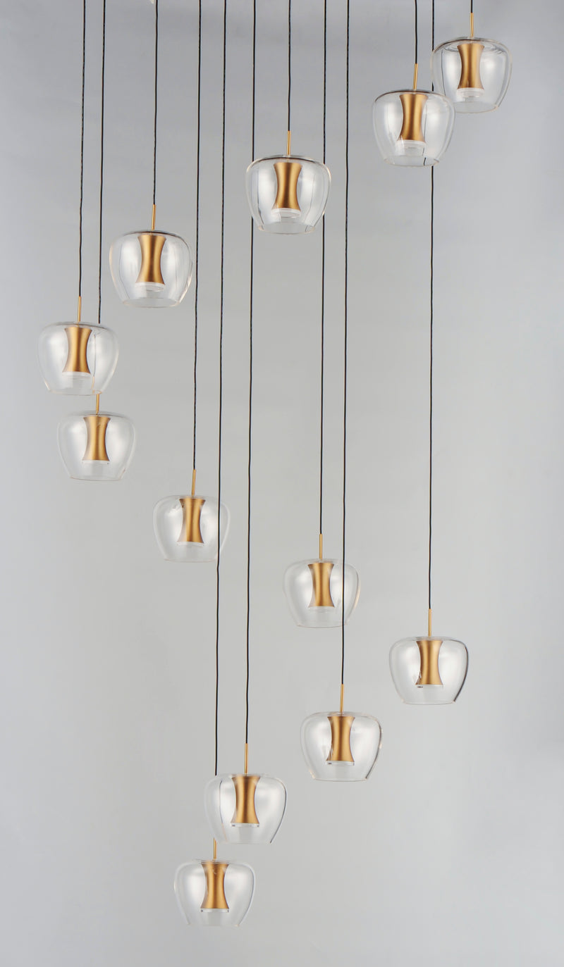ET2 E24169-18BKGLD Newton 25 Light LED Pendant | Black / Gold