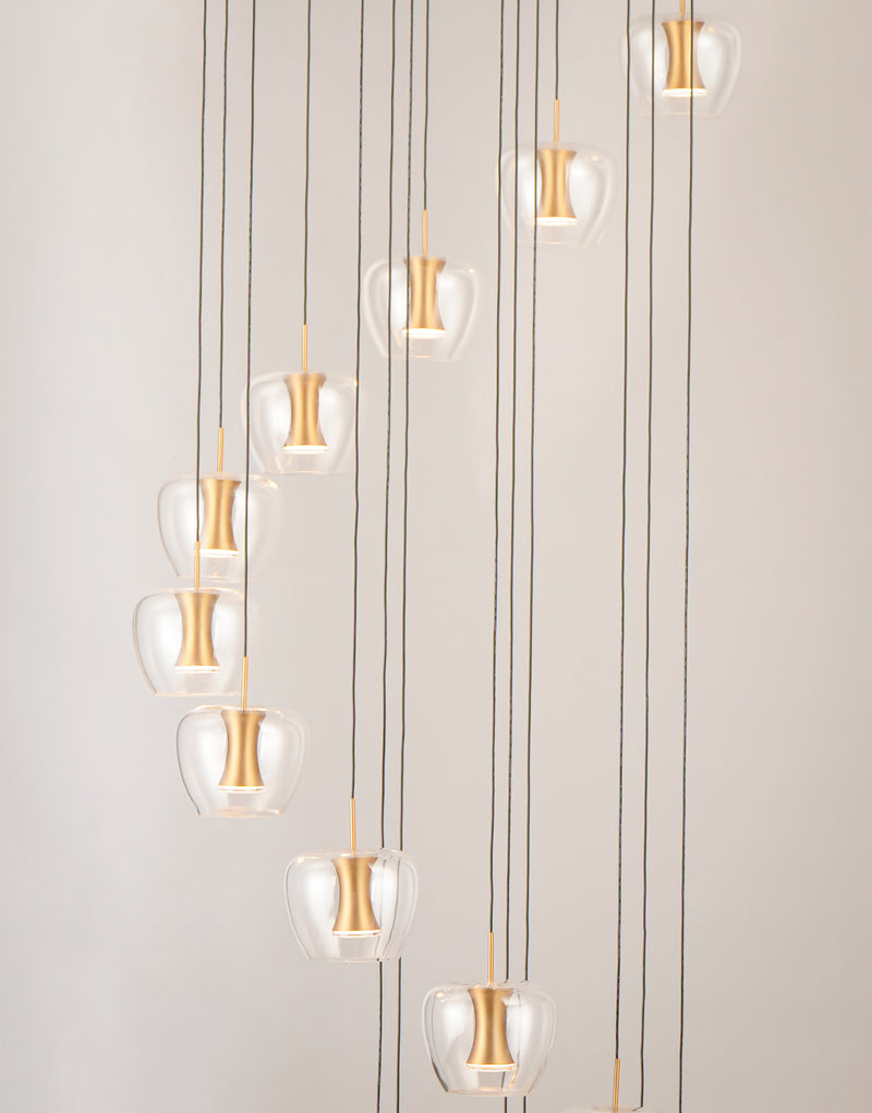 ET2 E24169-18BKGLD Newton 25 Light LED Pendant | Black / Gold