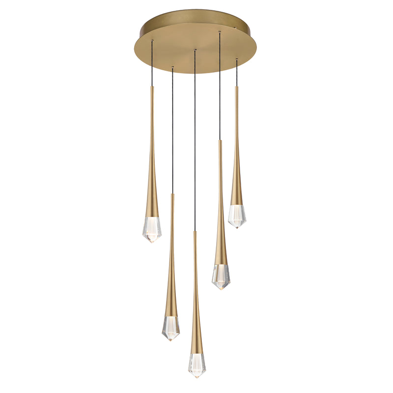 ET2 E24225-122GLD Pierce 5 Light LED Pendant | Gold