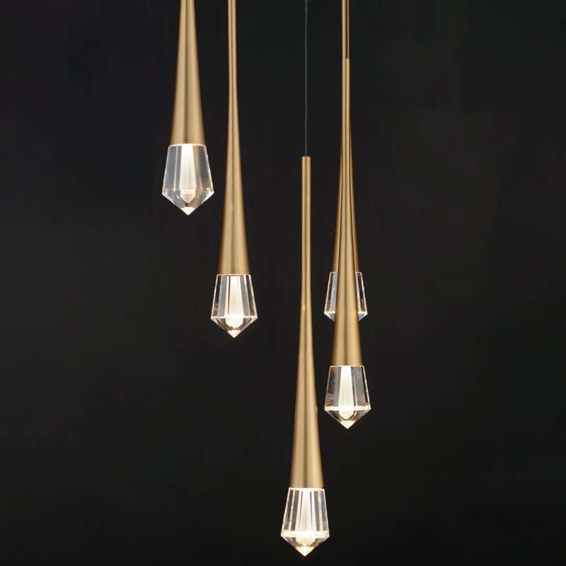 ET2 E24225-122GLD Pierce 5 Light LED Pendant | Gold