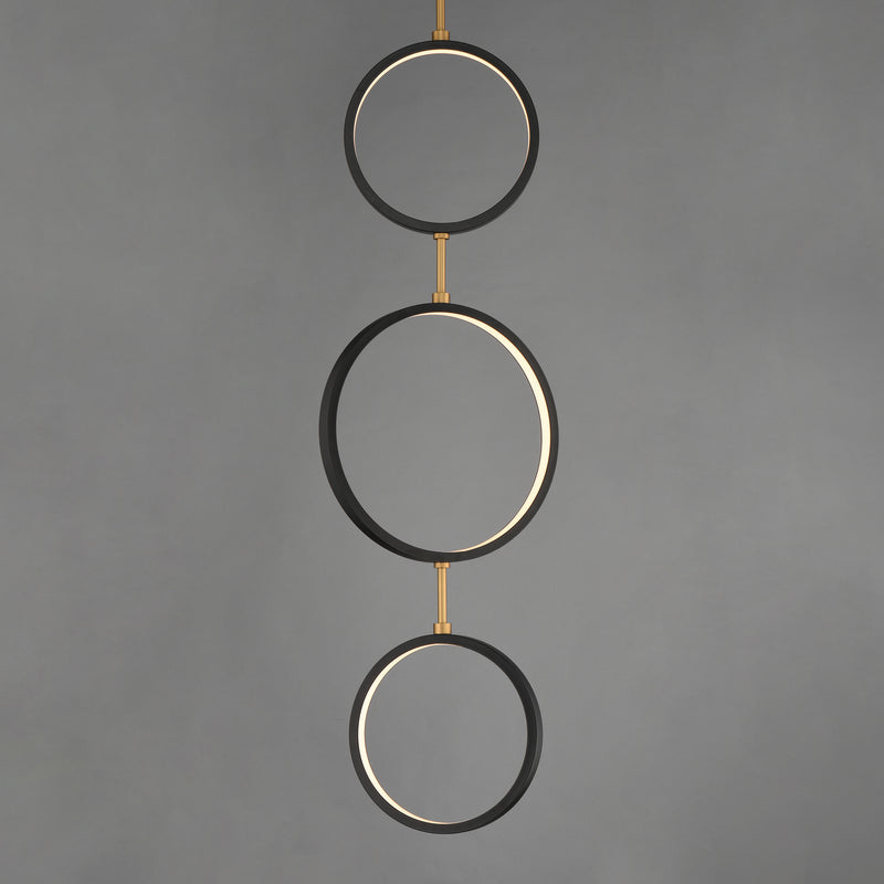 ET2 E24321-BKGLD Hoopla 3 Light LED Pendant | Black / Gold