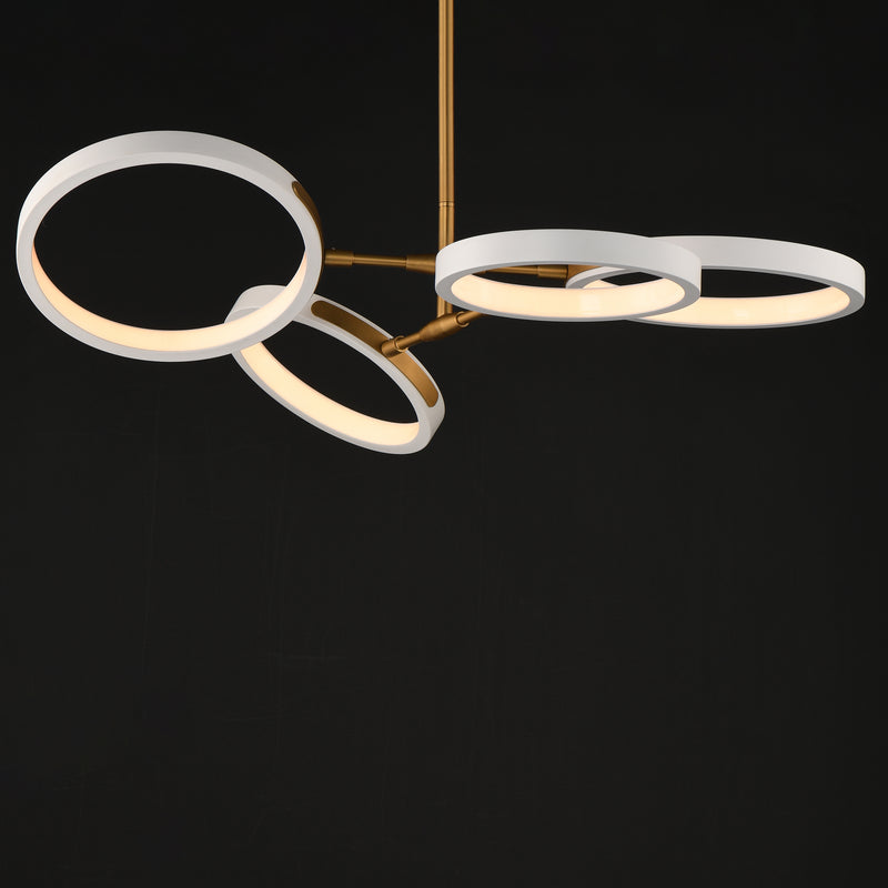ET2 E24322-WTGLD Hoopla 4 Light LED Pendant | White/Gold