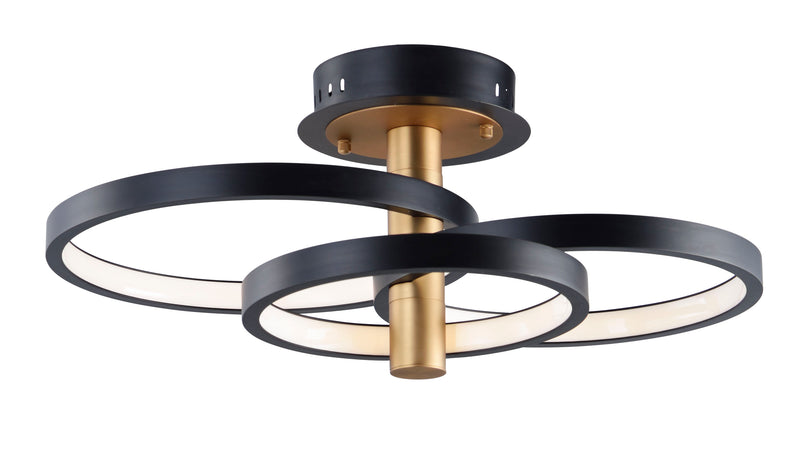 ET2 E24323-BKGLD Hoopla 3 Light LED Semi Flush Mount | Black / Gold