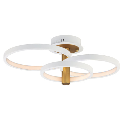ET2 E24323-WTGLD Hoopla 3 Light LED Semi Flush Mount | White/Gold