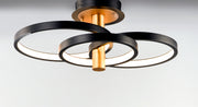 ET2 E24323-BKGLD Hoopla 3 Light LED Semi Flush Mount | Black / Gold