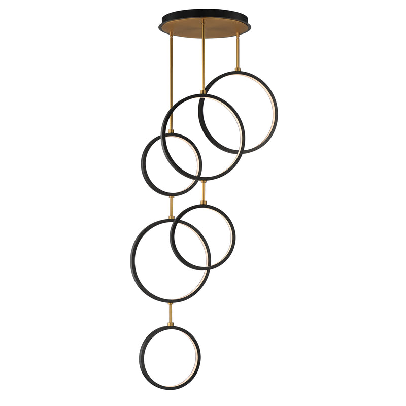 ET2 E24325-BKGLD Hoopla 6 Light LED Pendant | Black / Gold