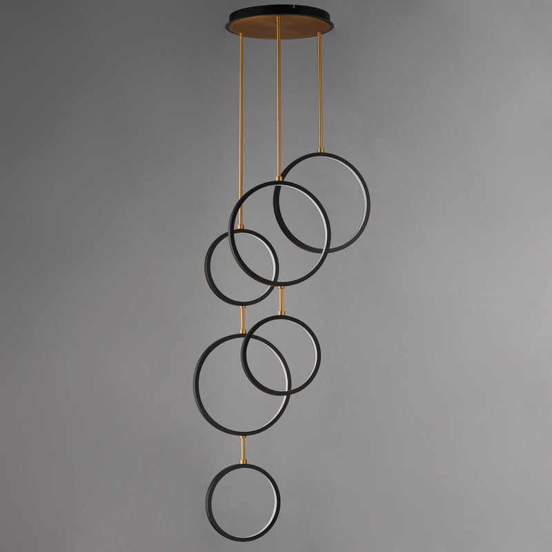 ET2 E24325-BKGLD Hoopla 6 Light LED Pendant | Black / Gold
