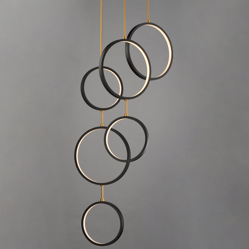 ET2 E24325-BKGLD Hoopla 6 Light LED Pendant | Black / Gold