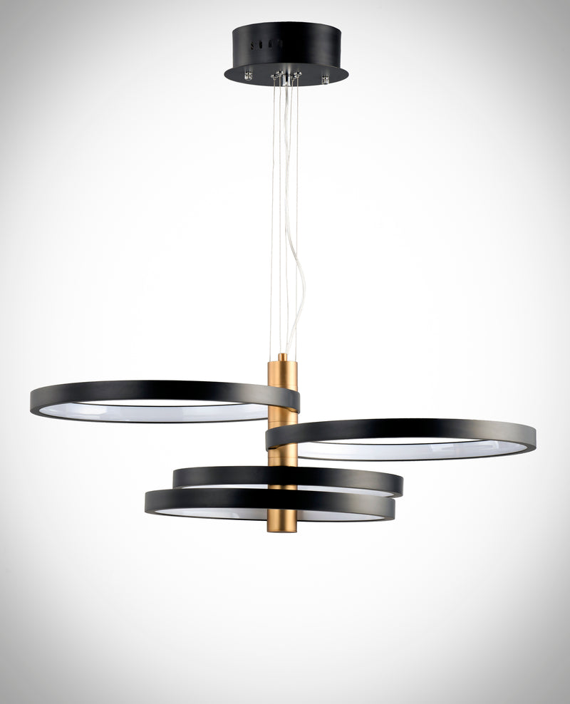 ET2 E24326-BKGLD Hoopla 4 Light LED Pendant | Black / Gold