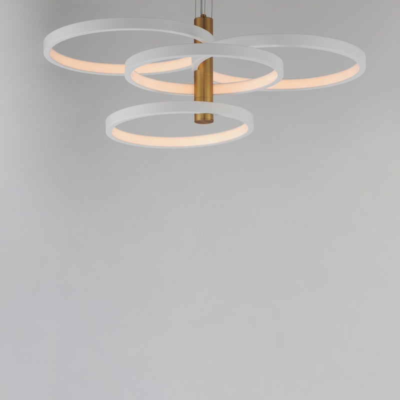 ET2 E24326-WTGLD Hoopla 4 Light LED Pendant | White/Gold