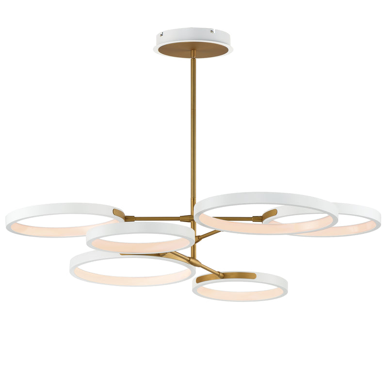 ET2 E24328-WTGLD Hoopla 6 Light LED Pendant | White/Gold
