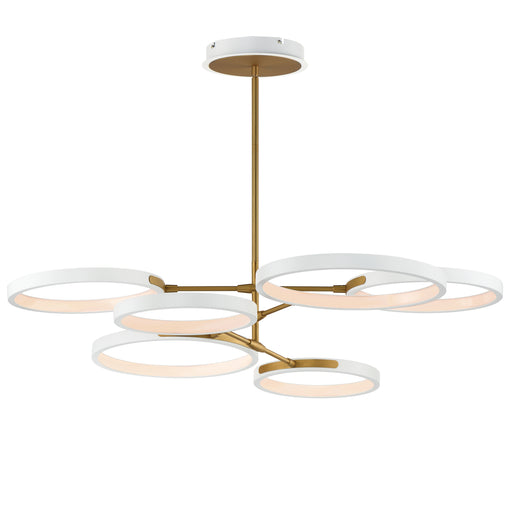 ET2 E24328-WTGLD Hoopla 6 Light LED Pendant | White/Gold