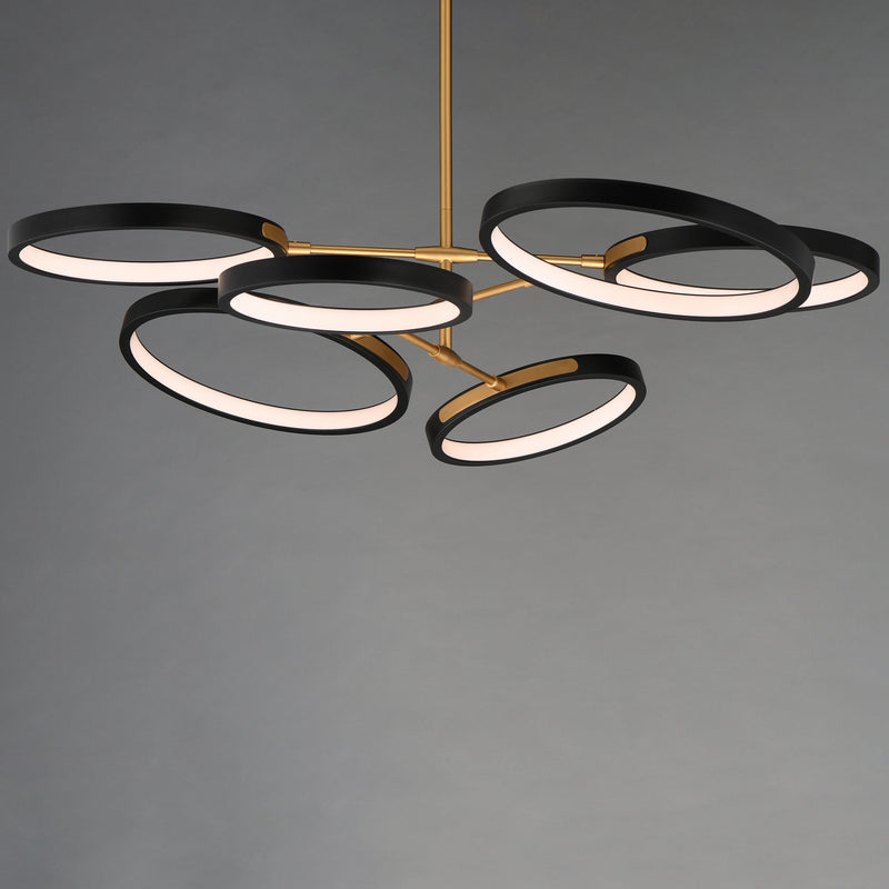 ET2 E24328-BKGLD Hoopla 6 Light LED Pendant | Black / Gold
