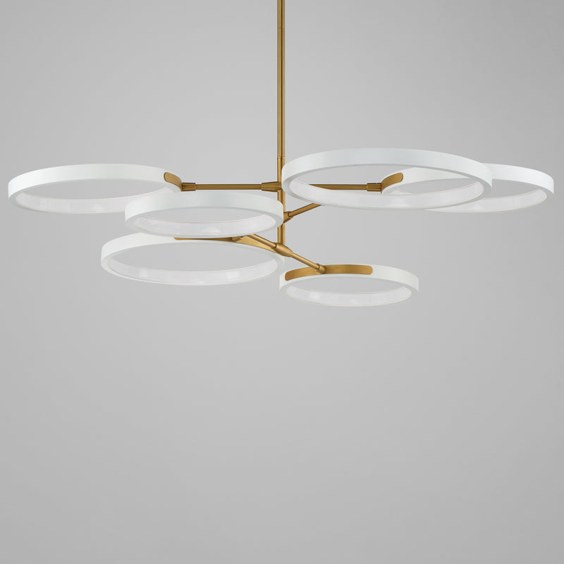 ET2 E24328-WTGLD Hoopla 6 Light LED Pendant | White/Gold