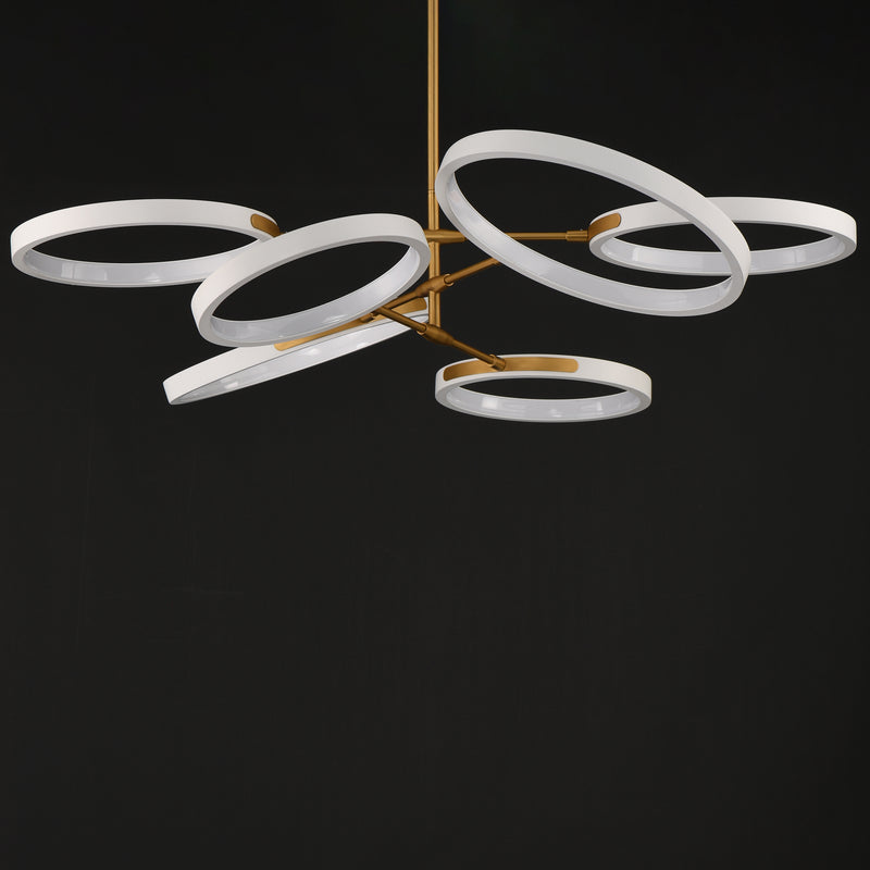 ET2 E24328-WTGLD Hoopla 6 Light LED Pendant | White/Gold