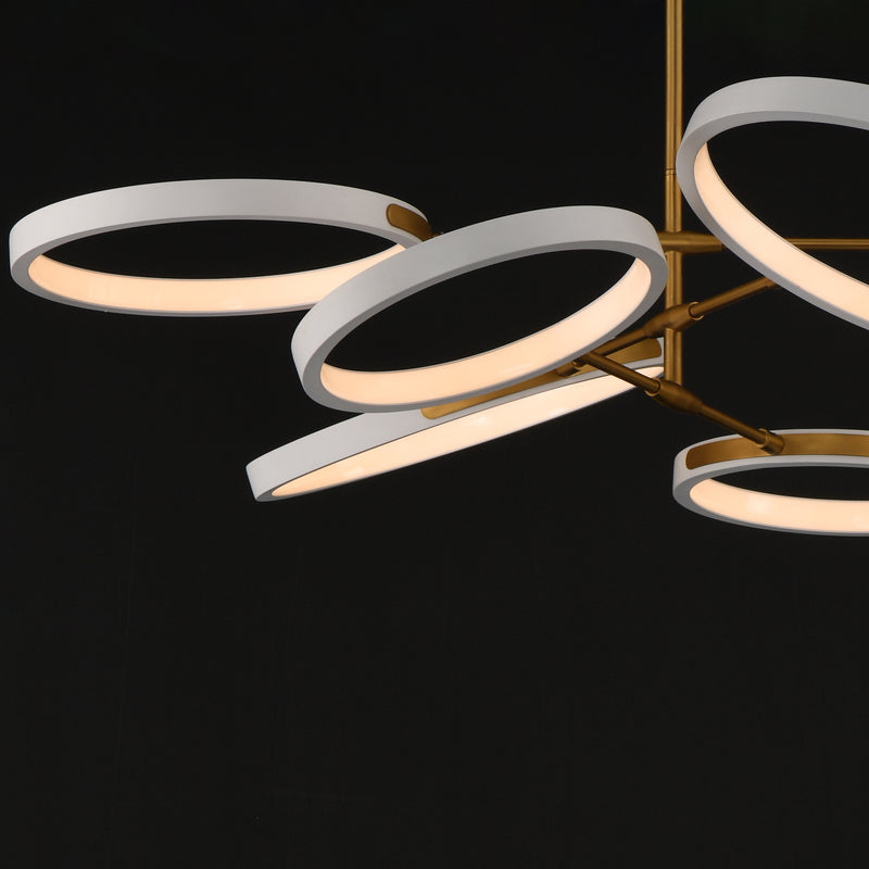 ET2 E24328-WTGLD Hoopla 6 Light LED Pendant | White/Gold
