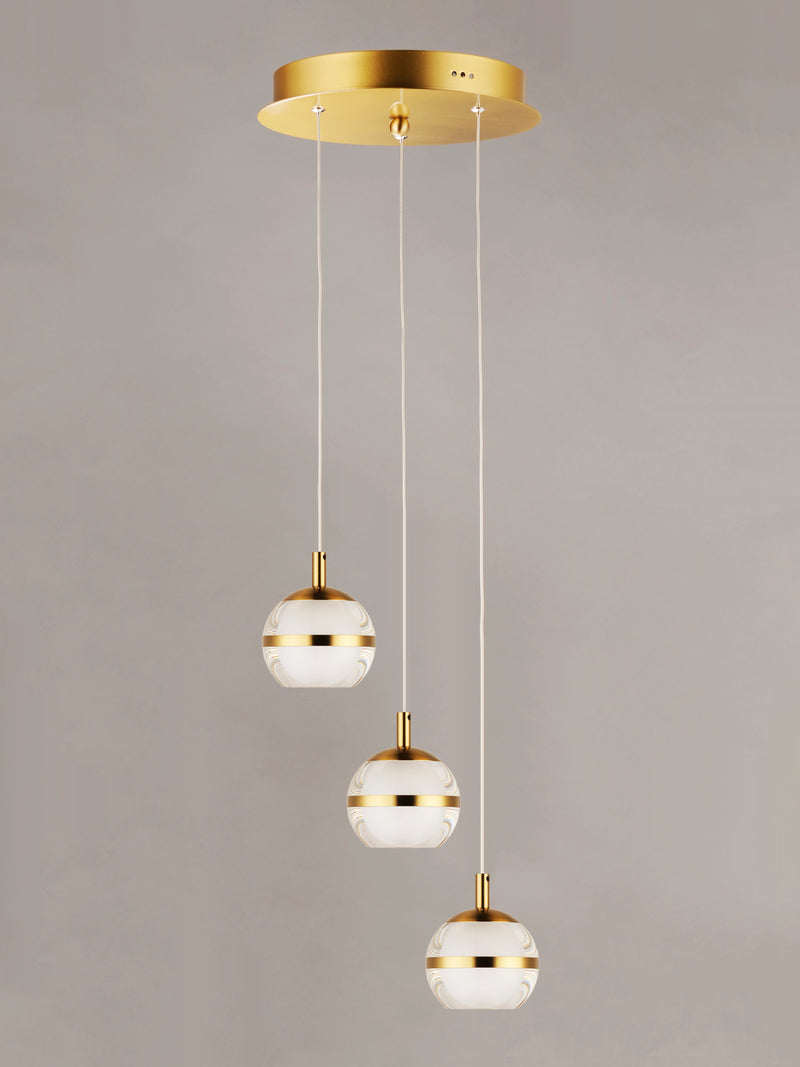ET2 E24593-93NAB Swank 3 Light LED Pendant | Natural Aged Brass
