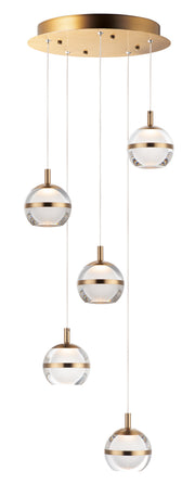 ET2 E24595-93NAB Swank 5 Light LED Pendant | Natural Aged Brass