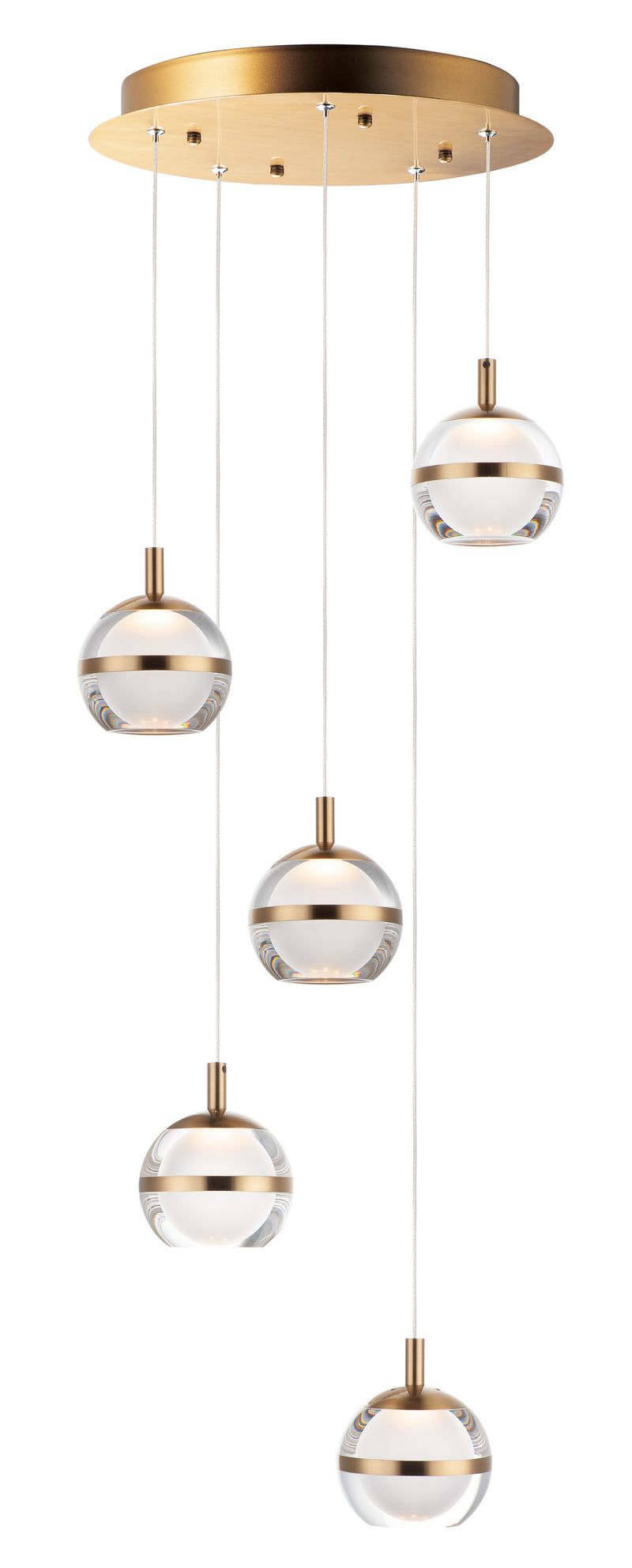 ET2 E24595-93NAB Swank 5 Light LED Pendant | Natural Aged Brass