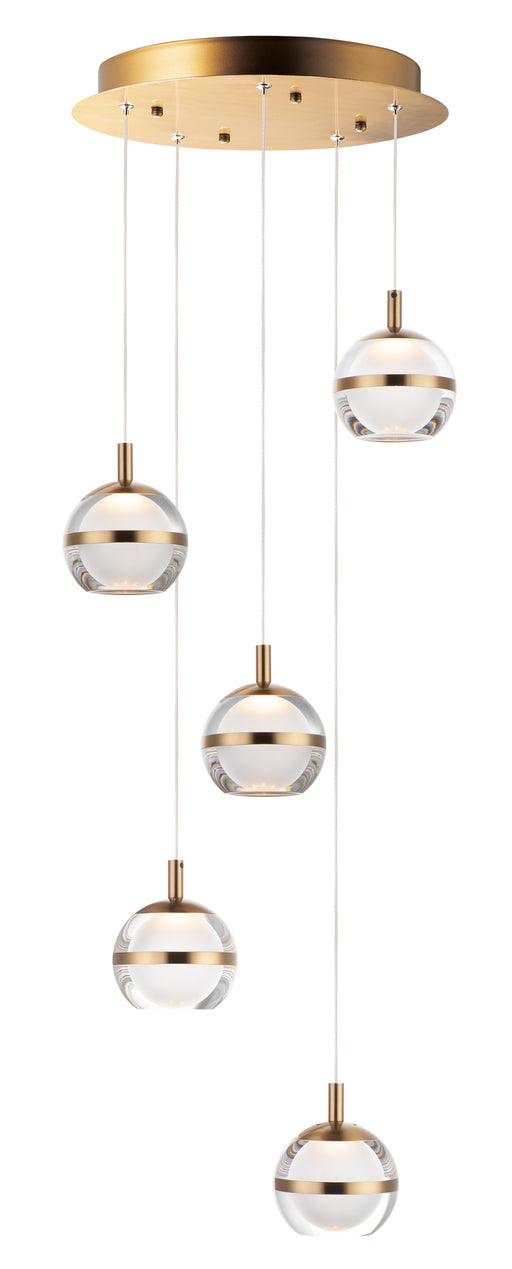 ET2 E24595-93NAB Swank 5 Light LED Pendant | Natural Aged Brass